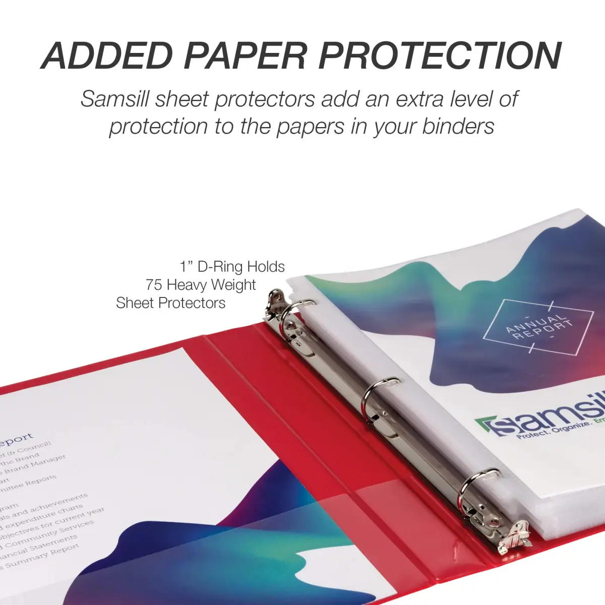 Samsill Durable 2.5cm (1 Inch) D Ring Binder, Red, 1-Pack | Springback Binder for Students & Office - view 7