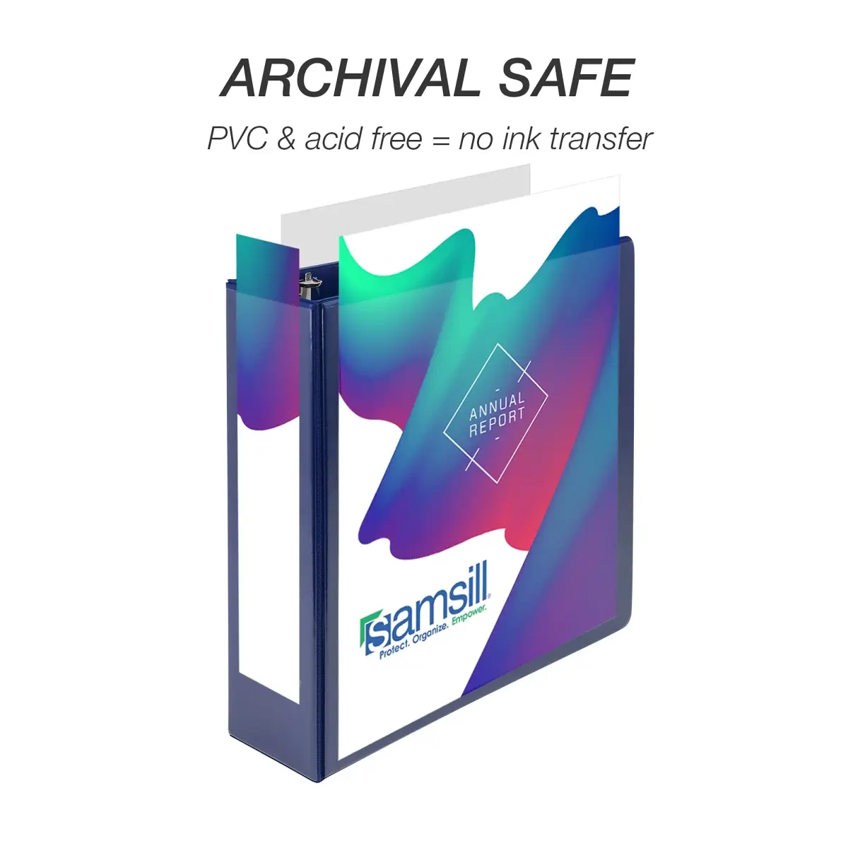Samsill Durable 3 inch D-Ring Binder, Blue | Holds 600 Sheets, 100% Recycled Chipboard - view 5