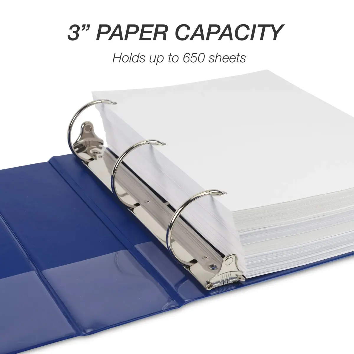 Samsill Durable 3 inch D-Ring Binder, Blue | Holds 600 Sheets, 100% Recycled Chipboard - view 3
