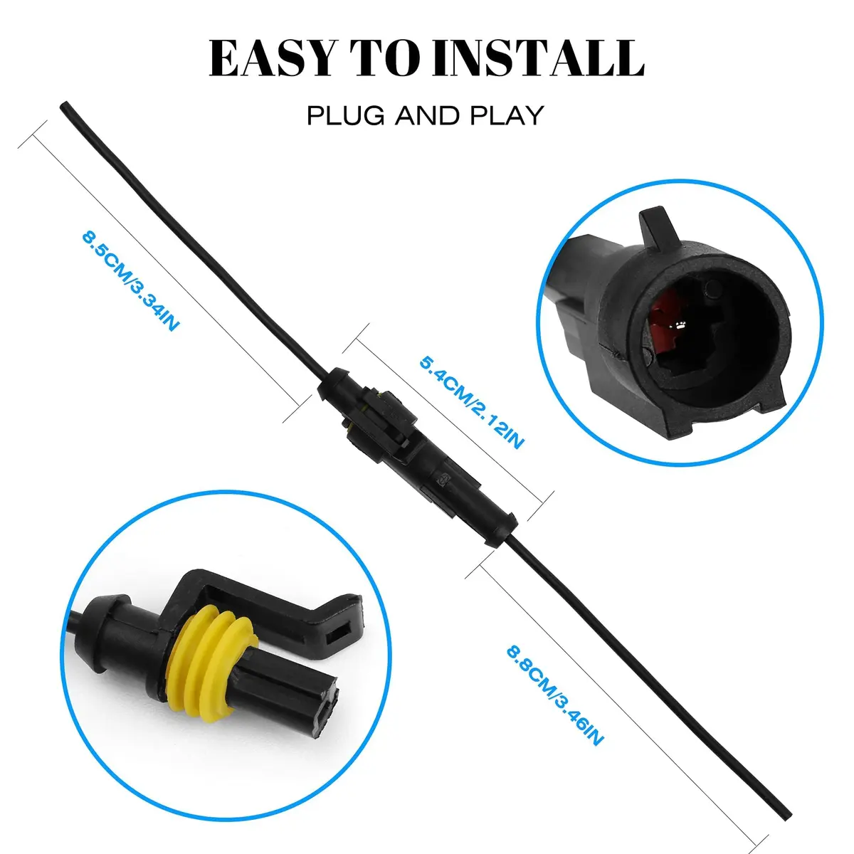 G 1 Pin Connector 16AWG Waterproof Connectors Male Female Wire Plugs (10 Sets) - view 5