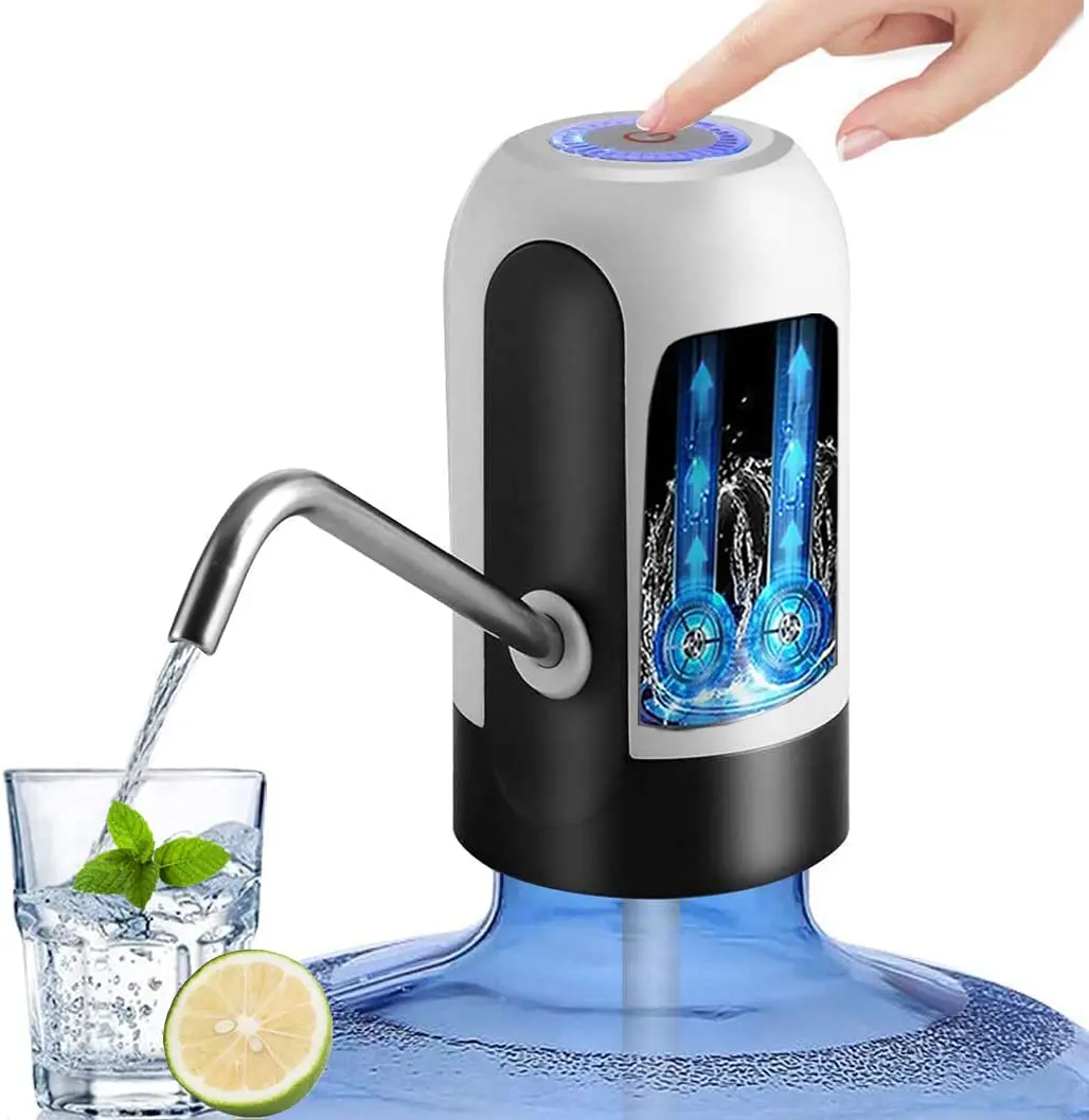 Vshinic Smart USB Rechargeable Water Jug Pump Dispenser White | Automatic Drinking Water Pump for Universal 5 Gallon Bottles - main product image