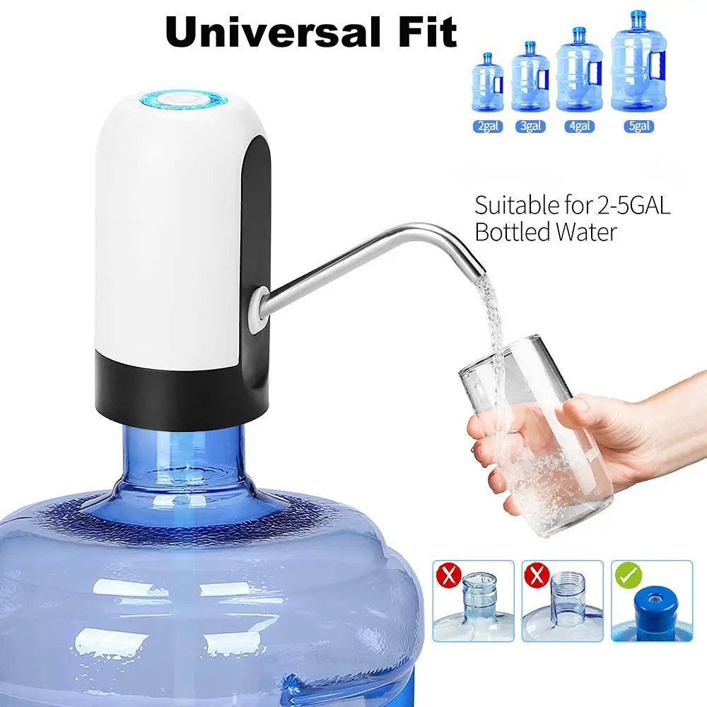 Vshinic Smart USB Rechargeable Water Jug Pump Dispenser White | Automatic Drinking Water Pump for Universal 5 Gallon Bottles - view 2