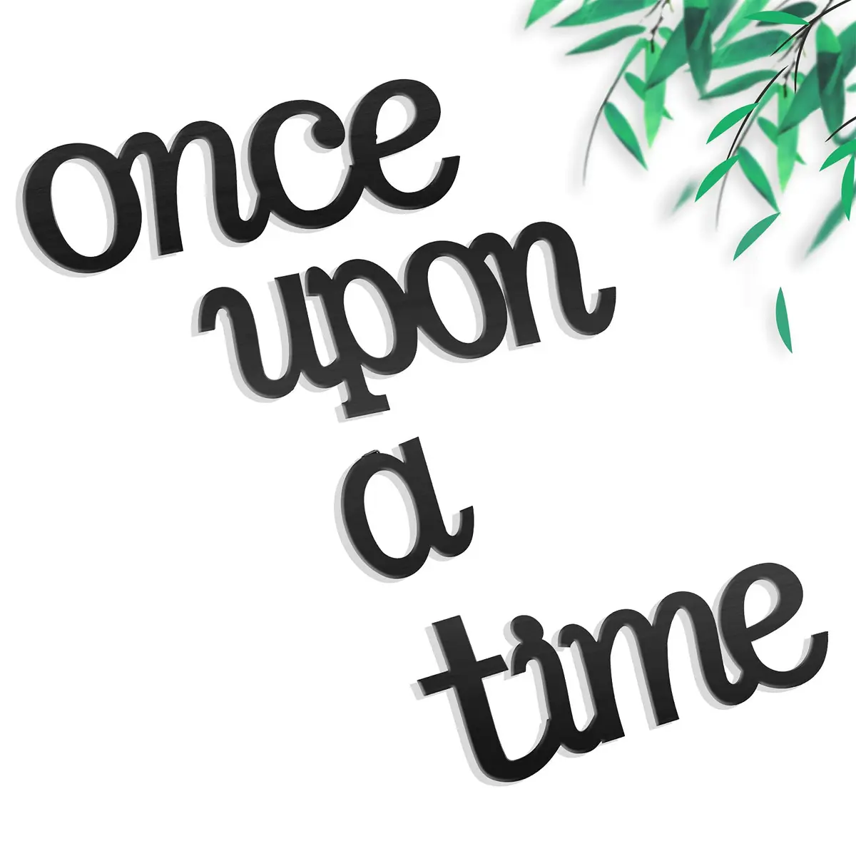 Jetec Once Upon a Time Sign Nursery Decor Wall Decal Wood Words for Kid's Room | Rustic Wooden Wall Art - main product image