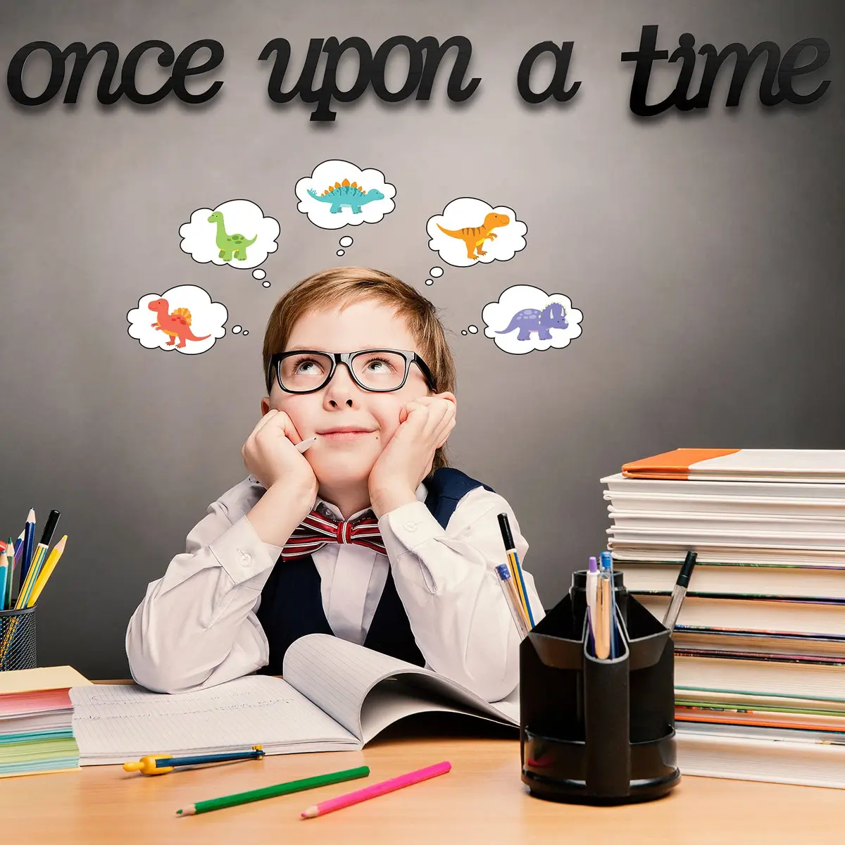 Jetec Once Upon a Time Sign Nursery Decor Wall Decal Wood Words for Kid's Room | Rustic Wooden Wall Art - view 5