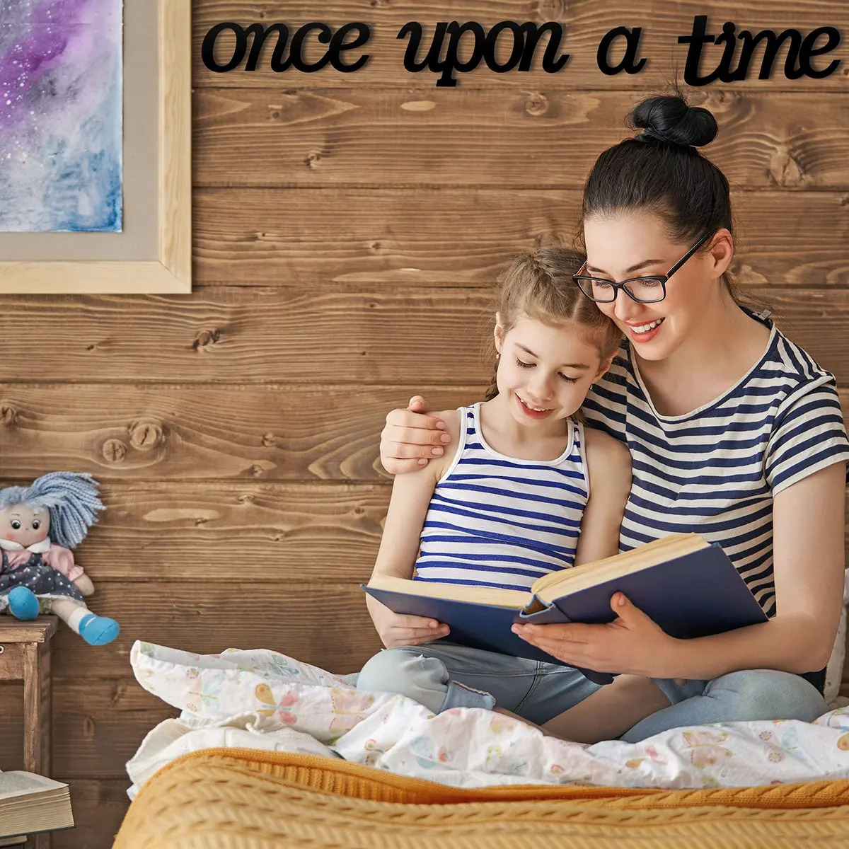 Jetec Once Upon a Time Sign Nursery Decor Wall Decal Wood Words for Kid's Room | Rustic Wooden Wall Art - view 6