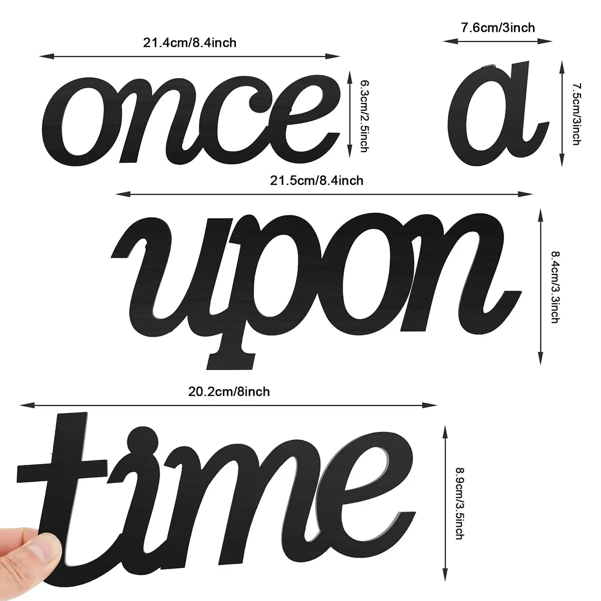 Jetec Once Upon a Time Sign Nursery Decor Wall Decal Wood Words for Kid's Room | Rustic Wooden Wall Art - view 2