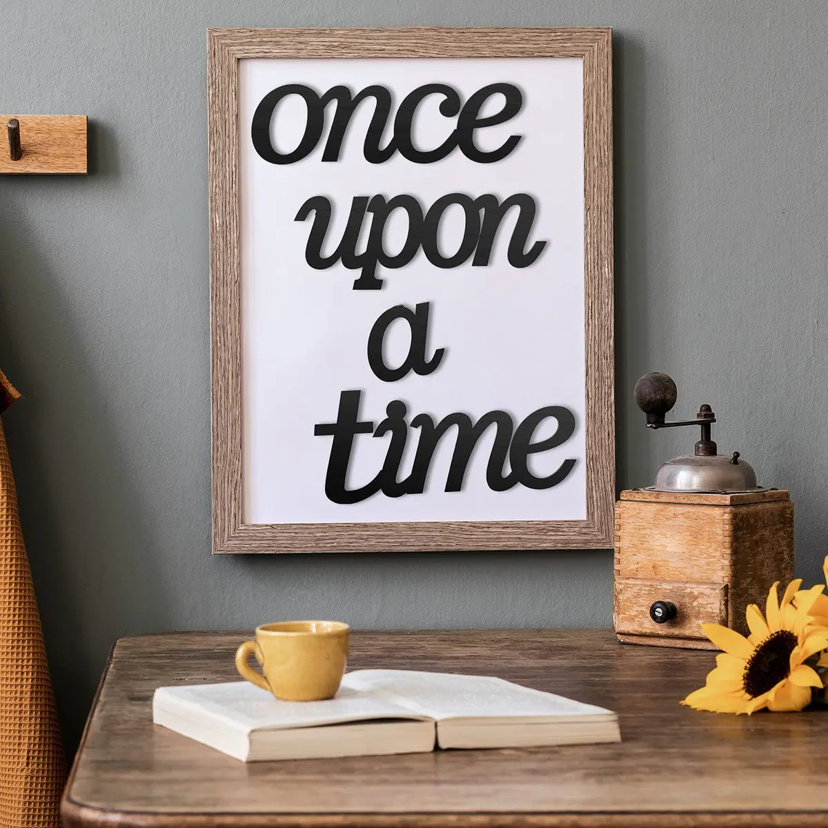 Jetec Once Upon a Time Sign Nursery Decor Wall Decal Wood Words for Kid's Room | Rustic Wooden Wall Art - view 4