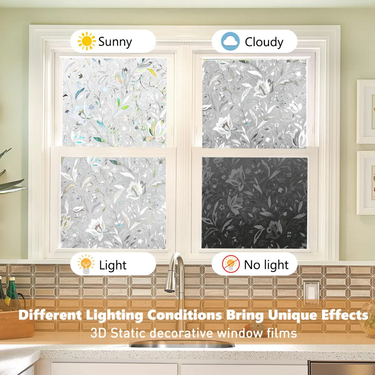 Kromapolis Privacy Window Film, Stained Glass Decorative, 35.4" x 157.4" | Rainbow Pattern Privacy & UV Block - view 7