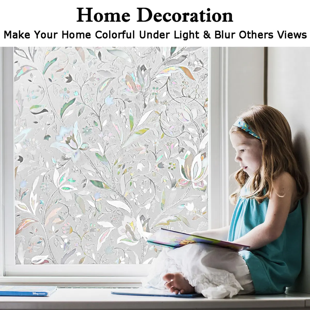 Kromapolis Privacy Window Film, Stained Glass Decorative, 35.4" x 157.4" | Rainbow Pattern Privacy & UV Block - view 4