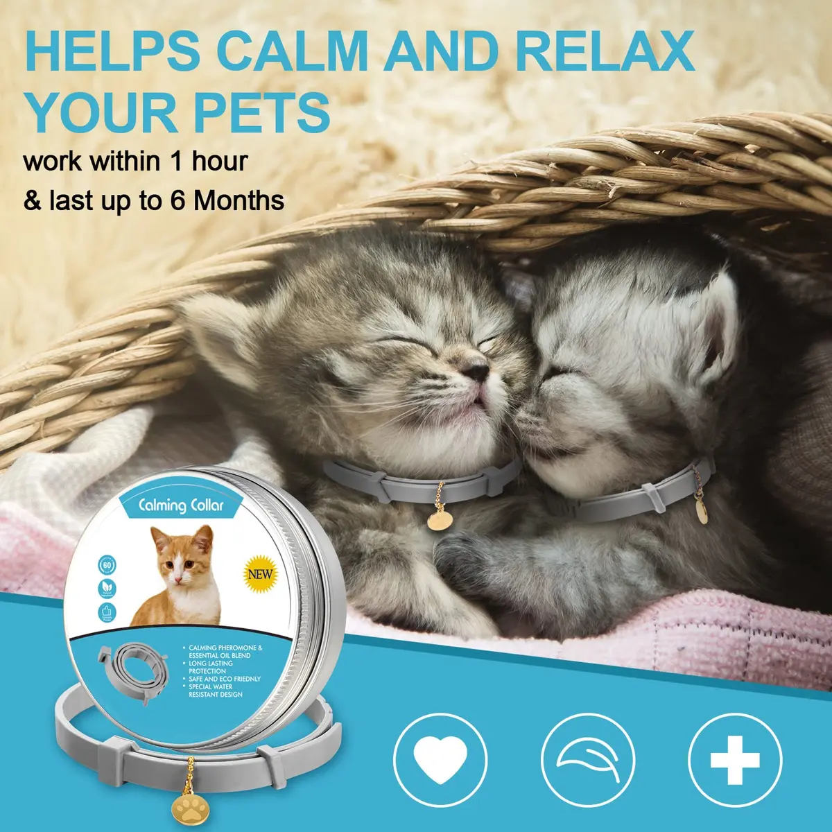 Weewooday 4 Pcs Cat Calming Collar 38 cm (15 Inches) | Pheromones for Stress & Anxiety Relief - view 2