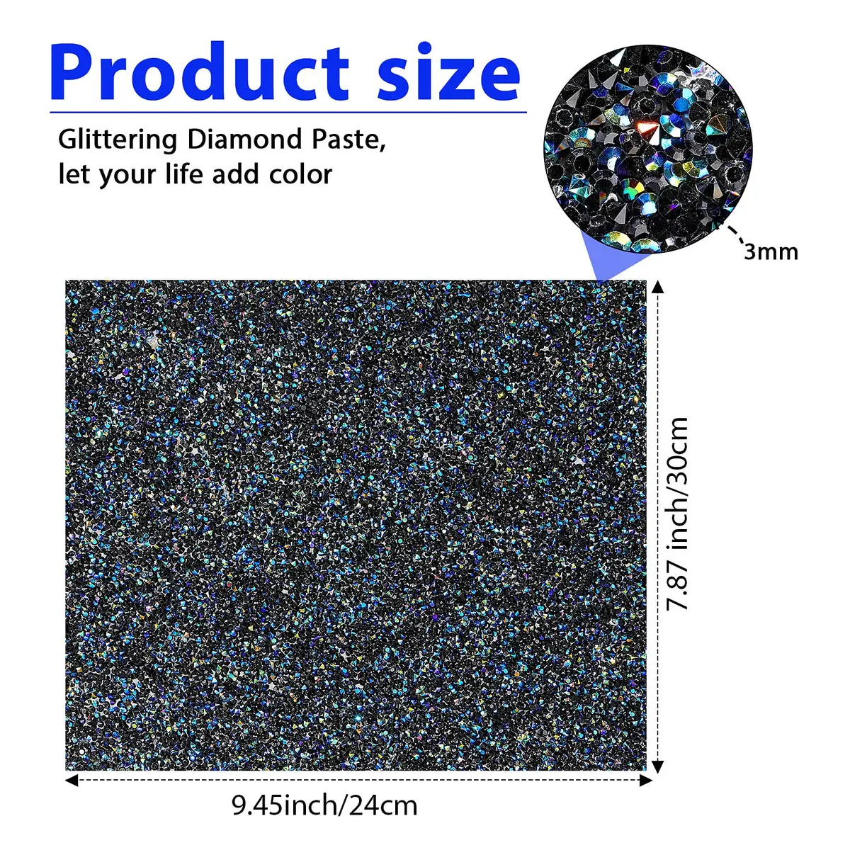 WILLBOND Black Sticker Decal 24 x 20 cm | DIY Resin Rhinestone Sheet for Car & Clothing - view 2
