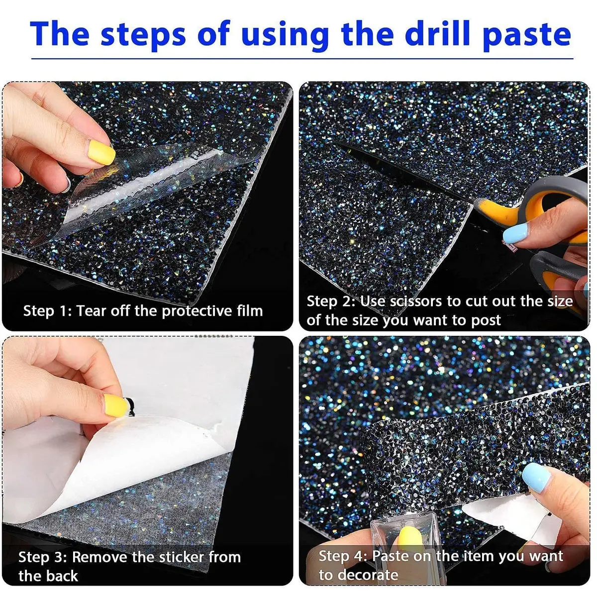 WILLBOND Black Sticker Decal 24 x 20 cm | DIY Resin Rhinestone Sheet for Car & Clothing - view 3
