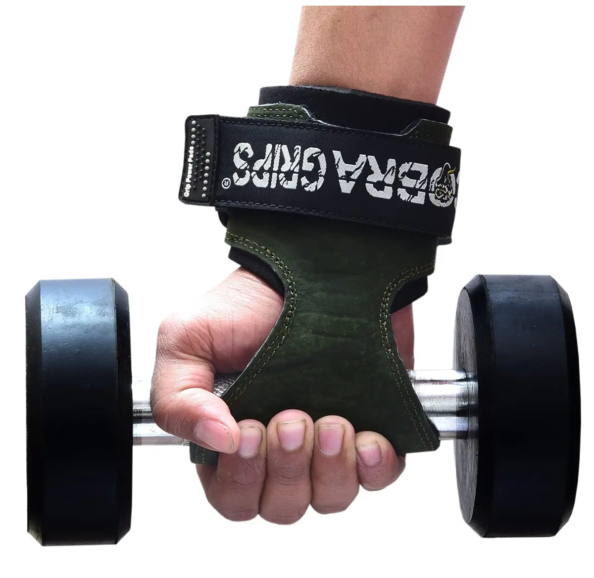 Cobra Grips FIT Green Sway Leather Weight Lifting Gloves with Wrist Wraps - Unisex Adult (4.25-7.0" Wrist) - view 2