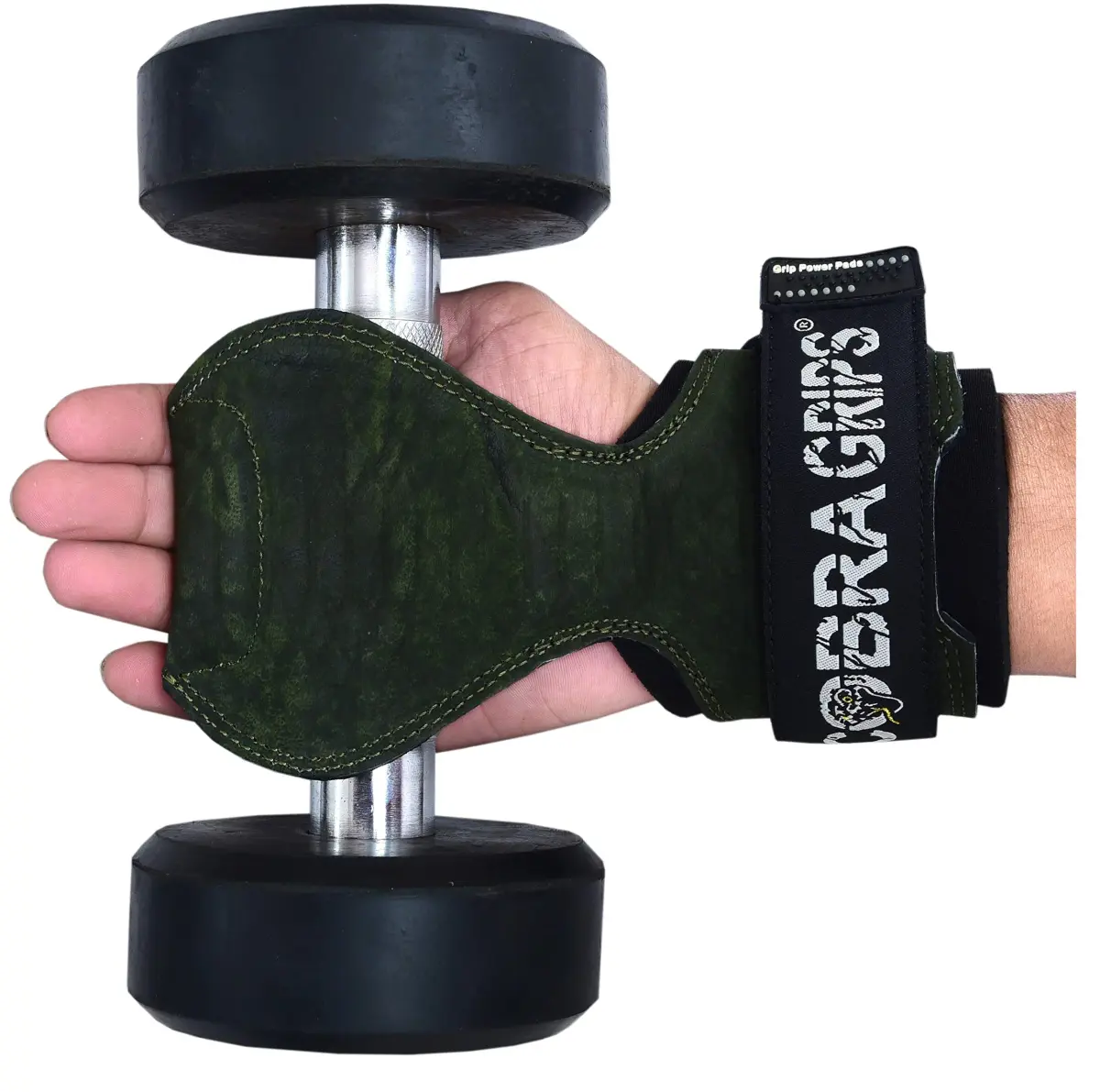 Cobra Grips FIT Green Sway Leather Weight Lifting Gloves with Wrist Wraps - Unisex Adult (4.25-7.0" Wrist) - view 3