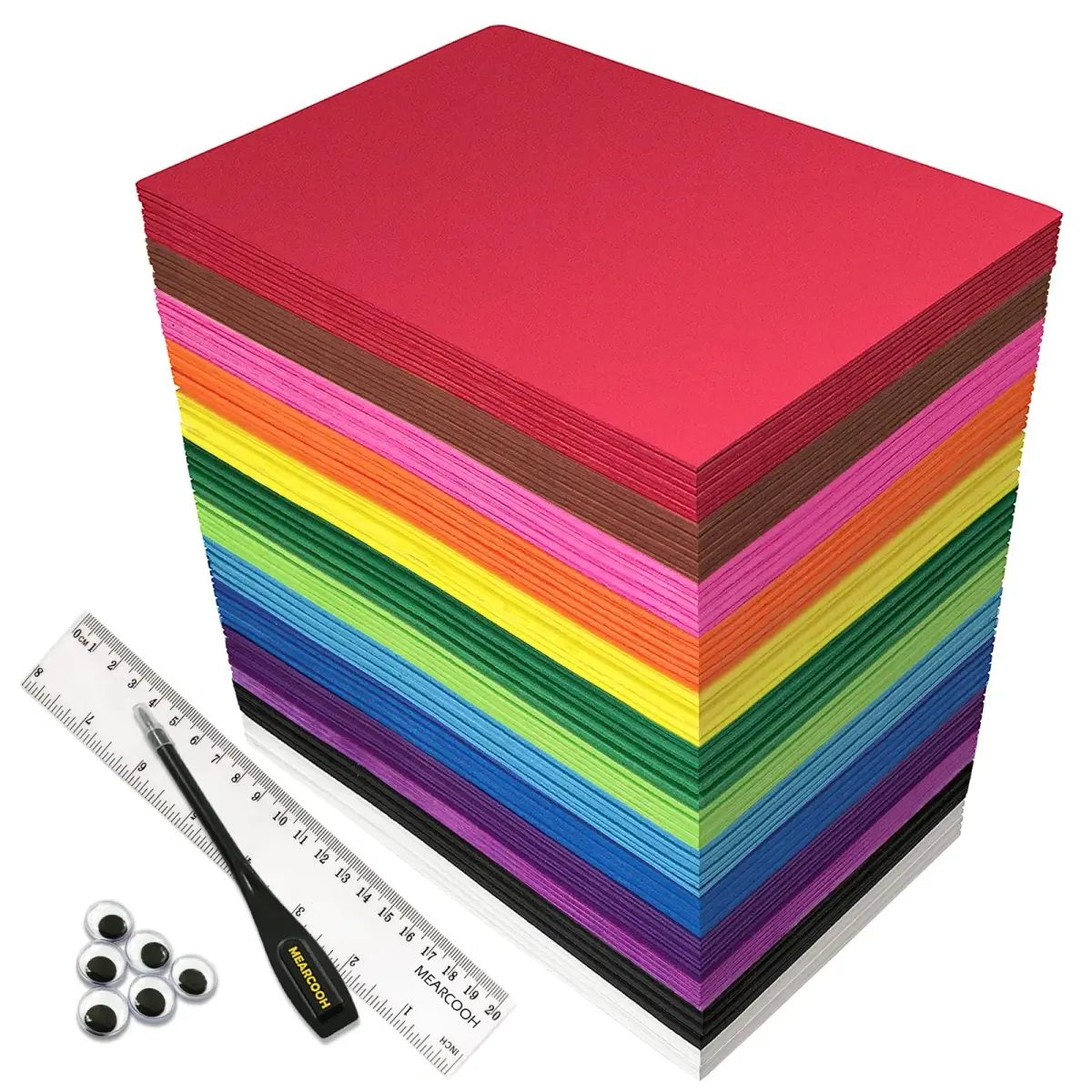 MEARCOOH Craft Foam Sheets 104 Pack, 8.5 x 5.5 x 0.07 inch EVA Color Foam Paper Set | 13 Colors for DIY Crafts & Projects - main product image