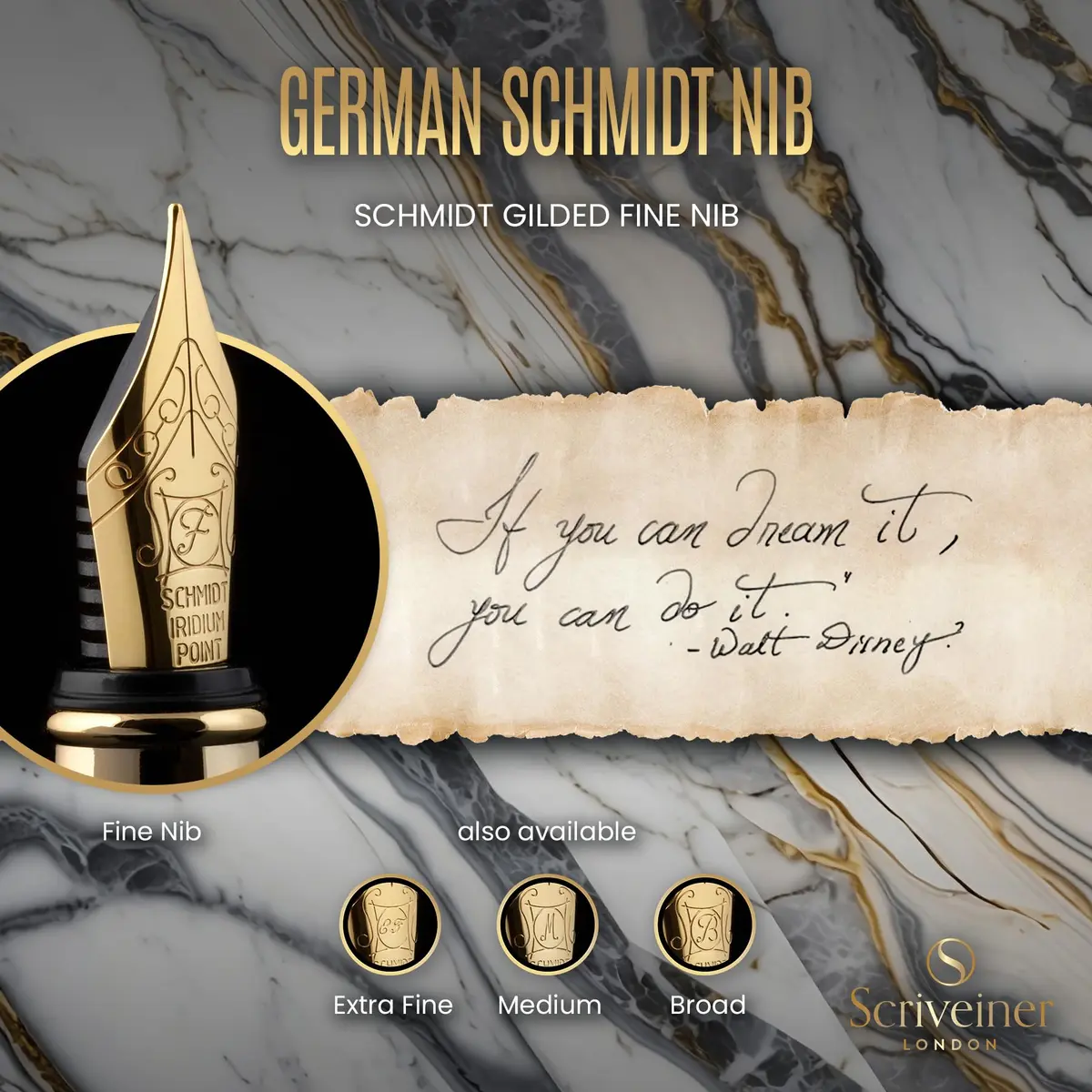 Scriveiner Silver Chrome Fountain Pen with Schmidt Nib | 140mm (5.5in) Length - view 5