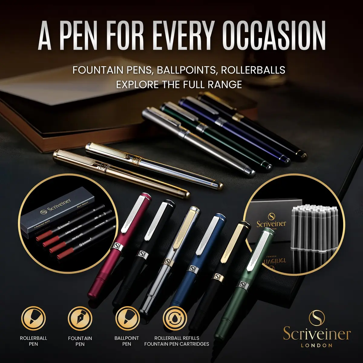 Scriveiner Deep Crimson Red Fountain Pen with Chrome Finish, Schmidt Nib (Medium) | Luxury Writing Instrument - view 6