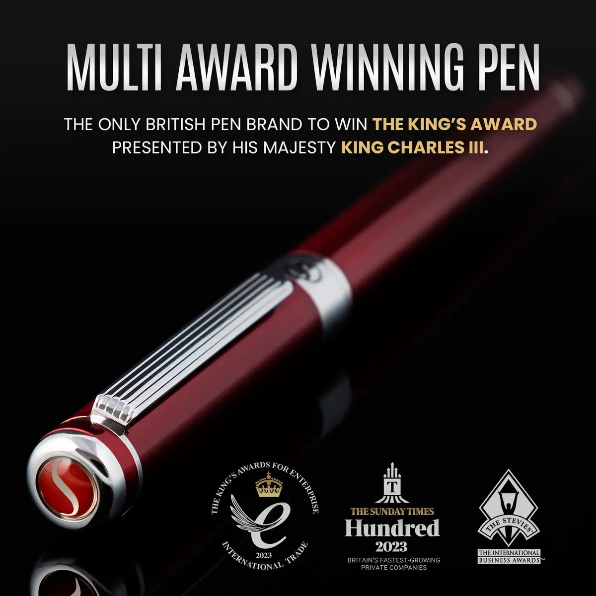 Scriveiner Deep Crimson Red Fountain Pen with Chrome Finish, Schmidt Nib (Medium) | Luxury Writing Instrument - view 2