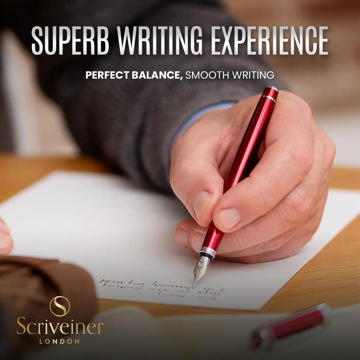 Scriveiner Deep Crimson Red Fountain Pen with Chrome Finish, Schmidt Nib (Medium) | Luxury Writing Instrument - view 4