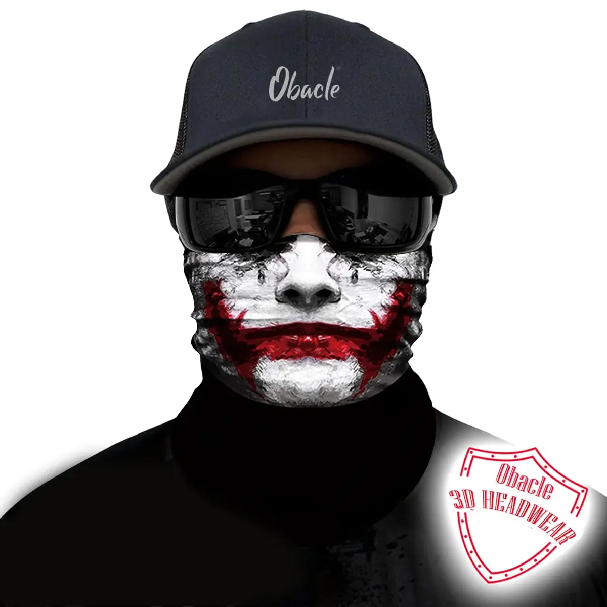 Obacle Skull Face Mask Half - Skull White Face with Red Lips Design - view 2