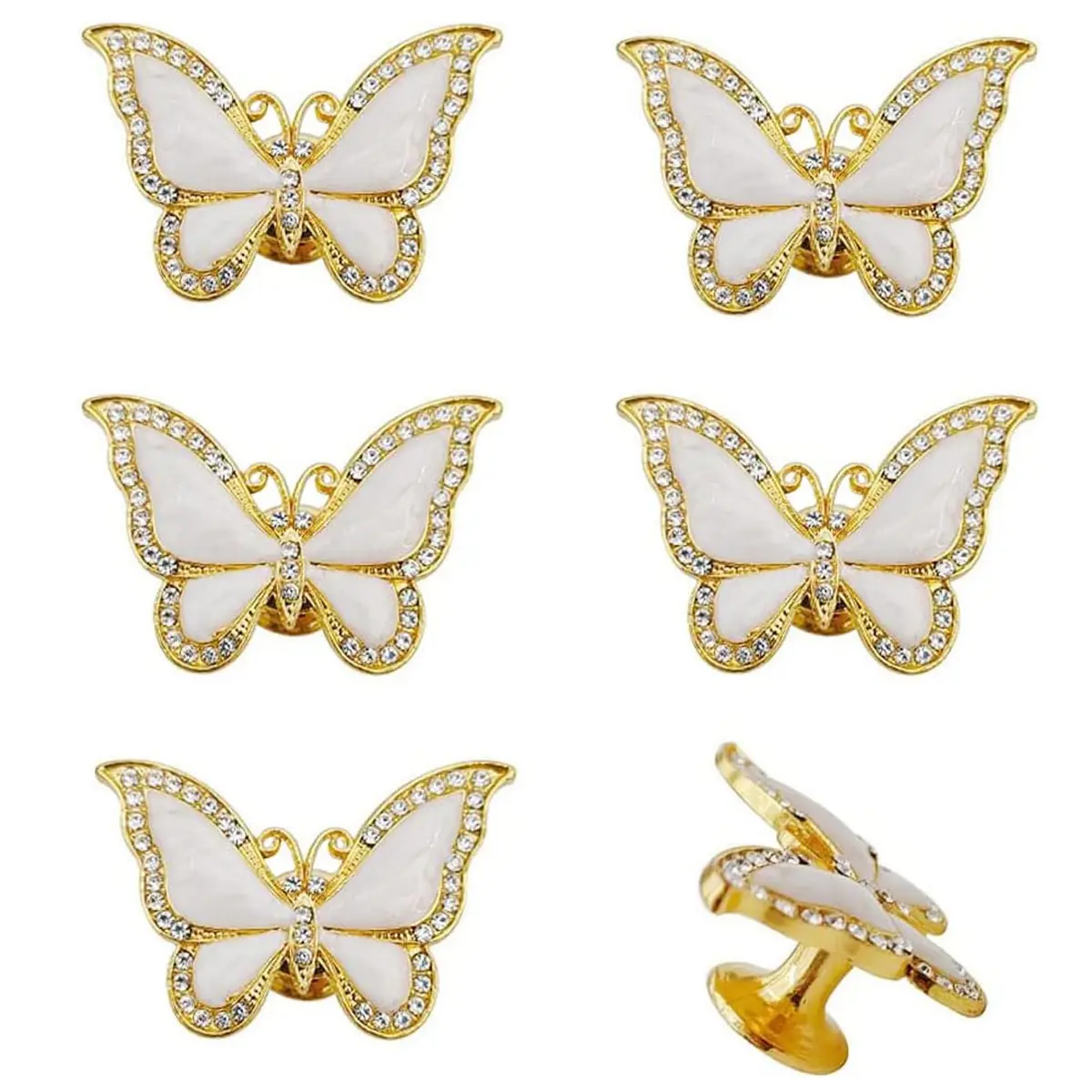 JfwuHap Gold Butterfly Knobs | Elegant Zinc Alloy Drawer Handles for Furniture (5.5cm x 3.5cm) - main product image