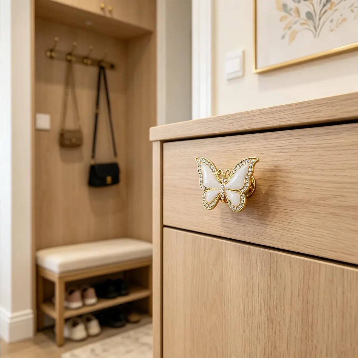 JfwuHap Gold Butterfly Knobs | Elegant Zinc Alloy Drawer Handles for Furniture (5.5cm x 3.5cm) - view 3