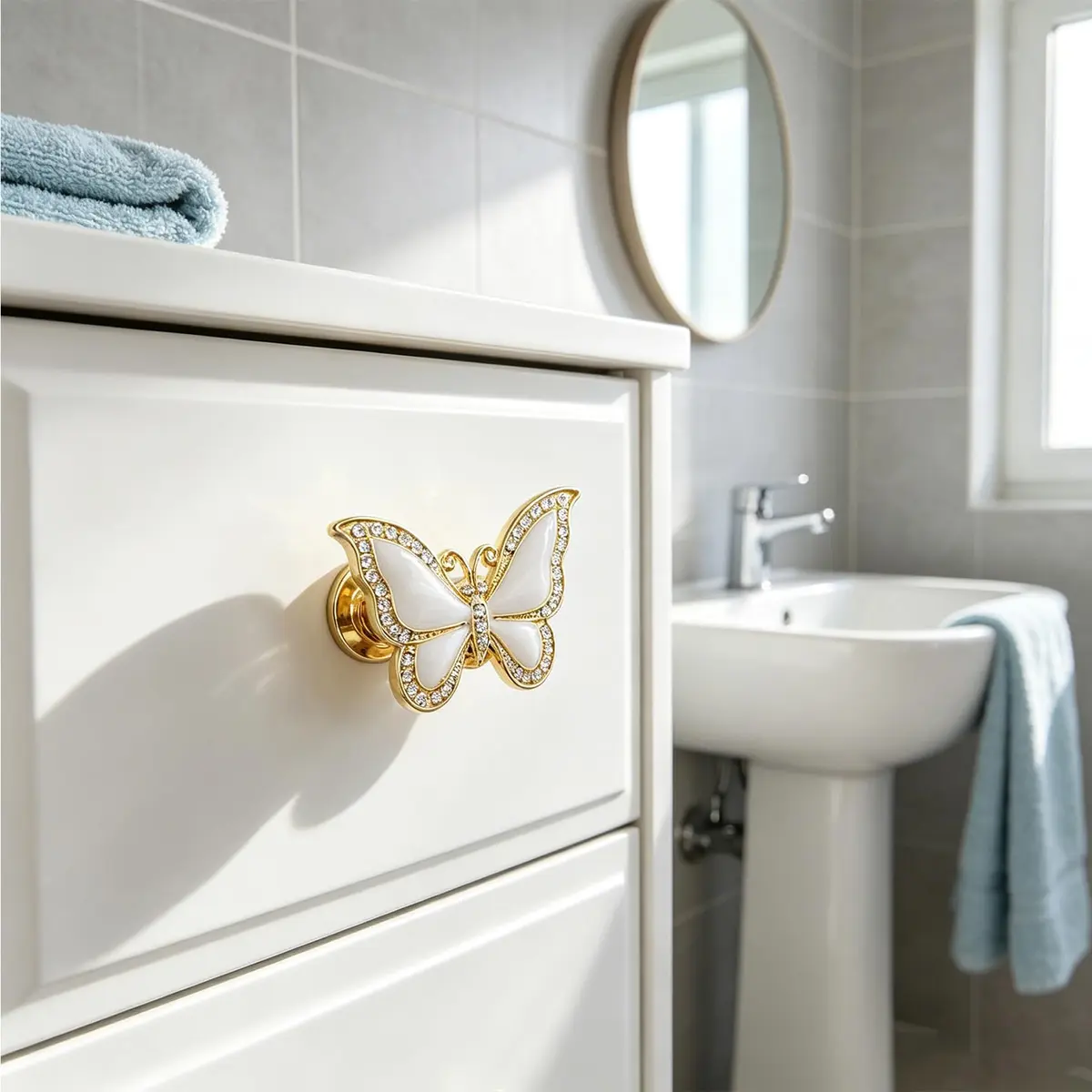 JfwuHap Gold Butterfly Knobs | Elegant Zinc Alloy Drawer Handles for Furniture (5.5cm x 3.5cm) - view 4