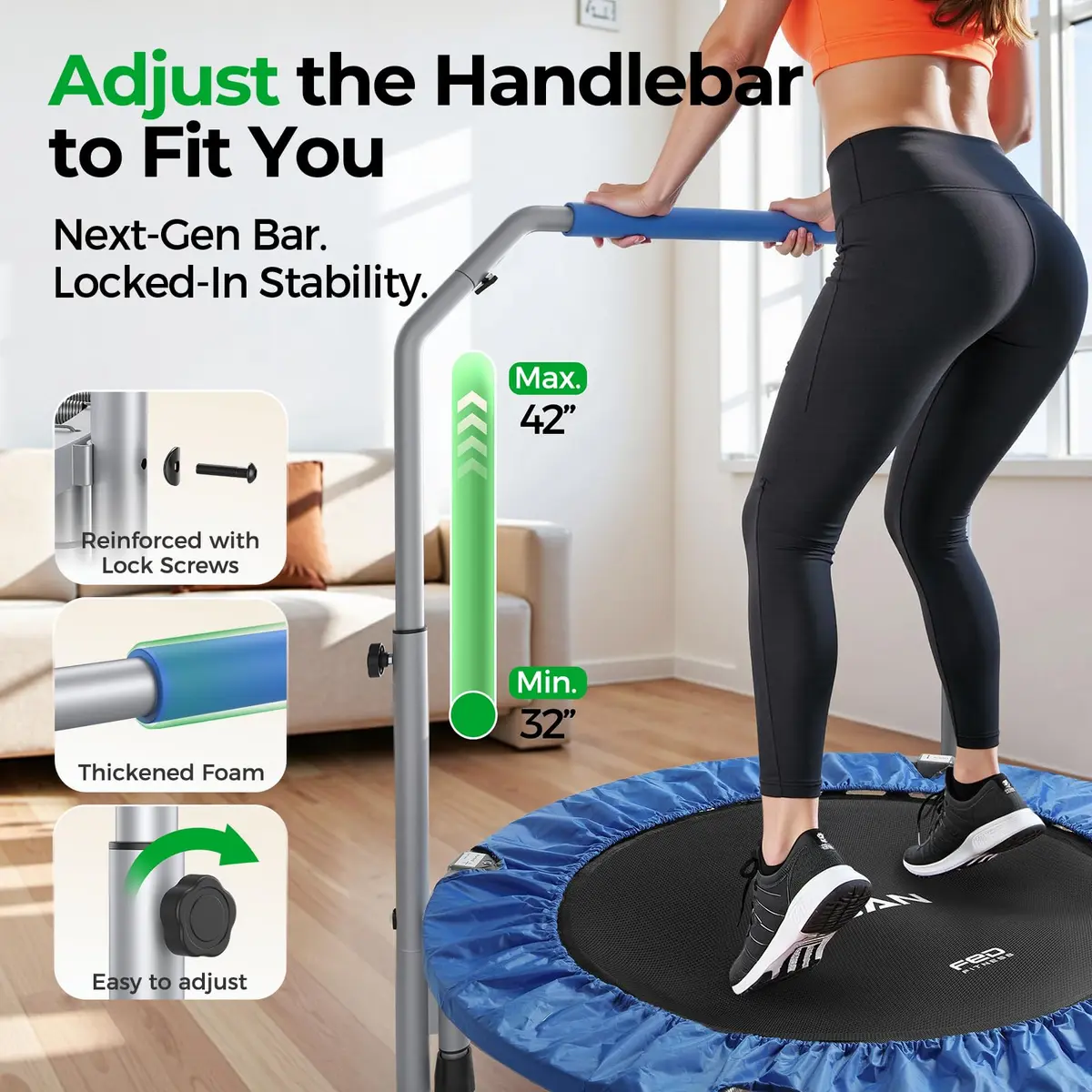 BCAN SP2 40" Foldable Mini Rebounder Trampoline | Low-Impact Indoor Exercise for Adults - view 4