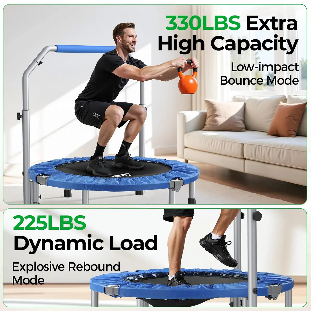 BCAN SP2 40" Foldable Mini Rebounder Trampoline | Low-Impact Indoor Exercise for Adults - view 5