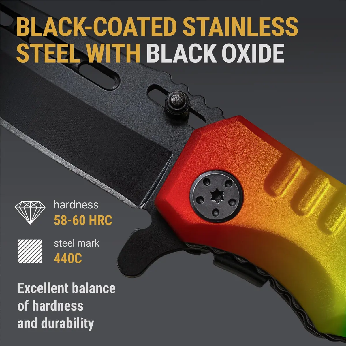 Grand Way Rainbow Pocket Knife - Colorful Folding Blade for Citrus & Kitchen Use | Sharp, Durable, Safe (70-120 chars) - view 2