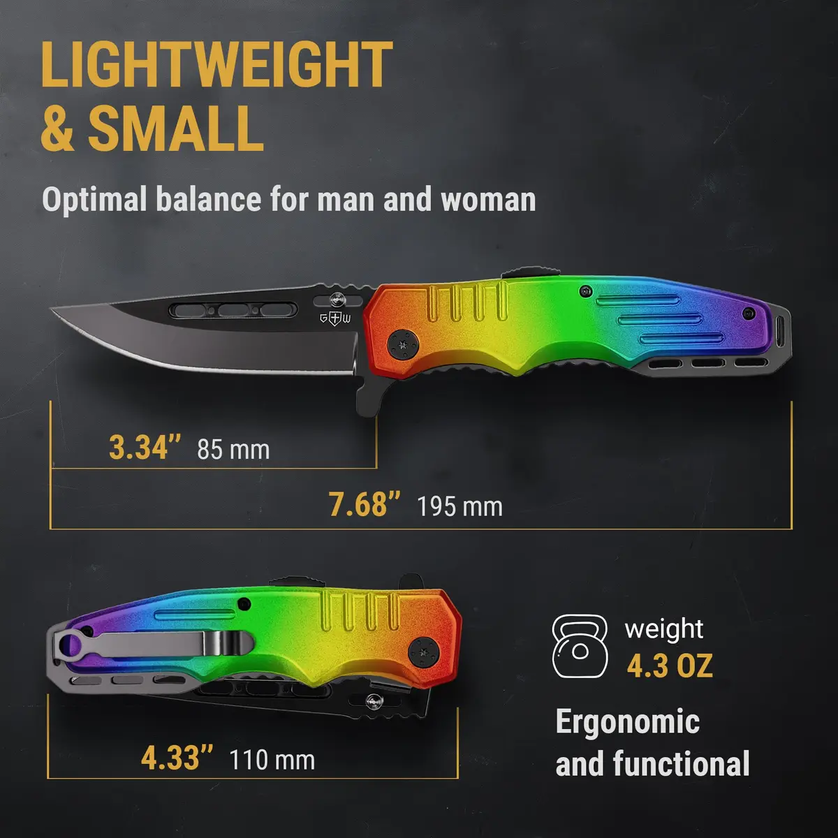 Grand Way Rainbow Pocket Knife - Colorful Folding Blade for Citrus & Kitchen Use | Sharp, Durable, Safe (70-120 chars) - view 4
