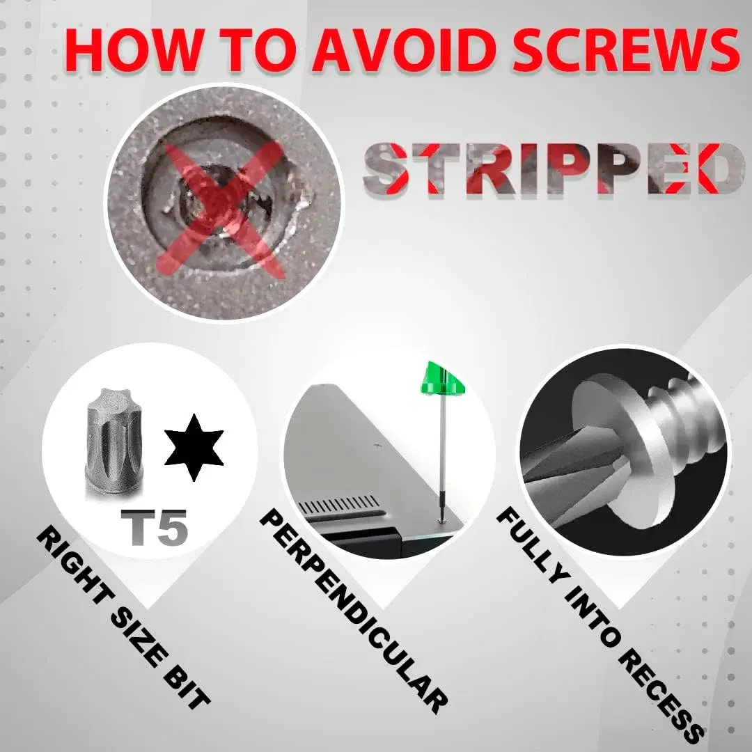 LeFix M2x3 Torx T5 Screws (12PCS) with T5 Screwdriver | Silver Alloy Steel Replacement Kit for Dell XPS, Razer Blade, HP Envy - view 3
