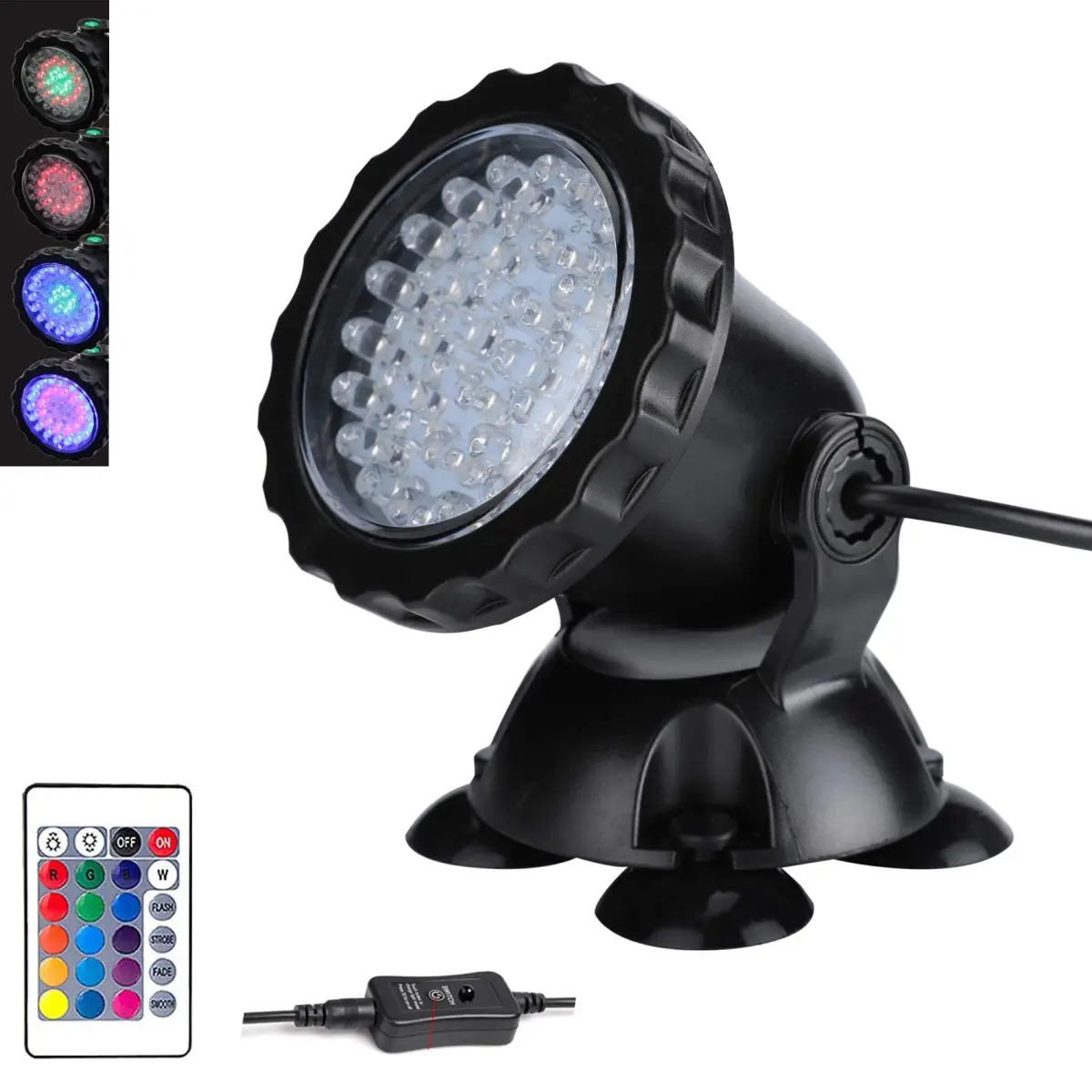 ZHGSERVU Submersible Pond Lights Color Changing LED Spotlights with Remote | 7.6 cm (3 in) Diameter - main product image