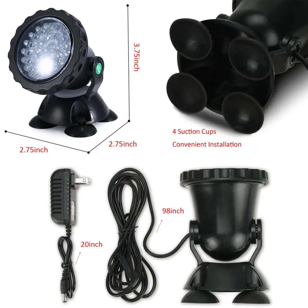 ZHGSERVU Submersible Pond Lights Color Changing LED Spotlights with Remote | 7.6 cm (3 in) Diameter - view 2
