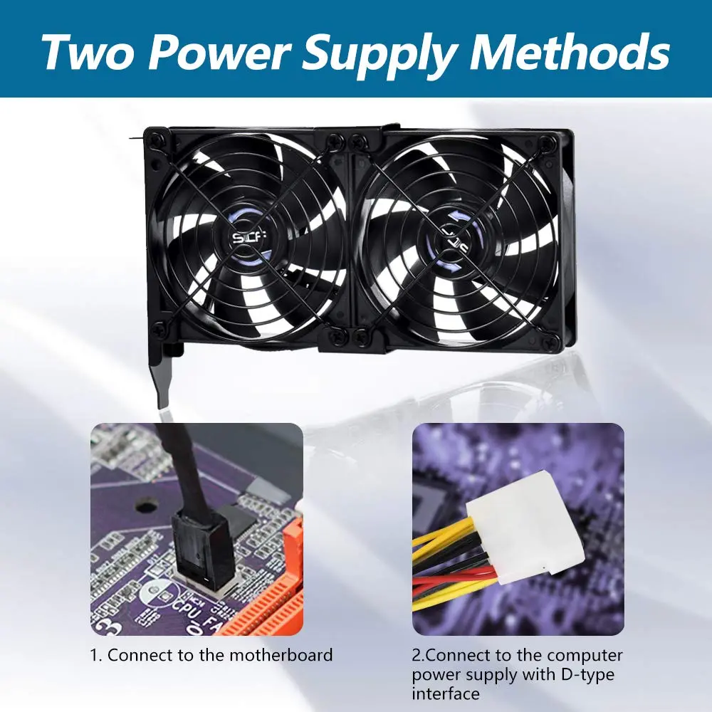 SCCCF Dual 92mm Graphic Card Fans | PCI Slot GPU Cooler, 65,000H Ball Bearing, Multi-Voltage, Universal Fit - view 4