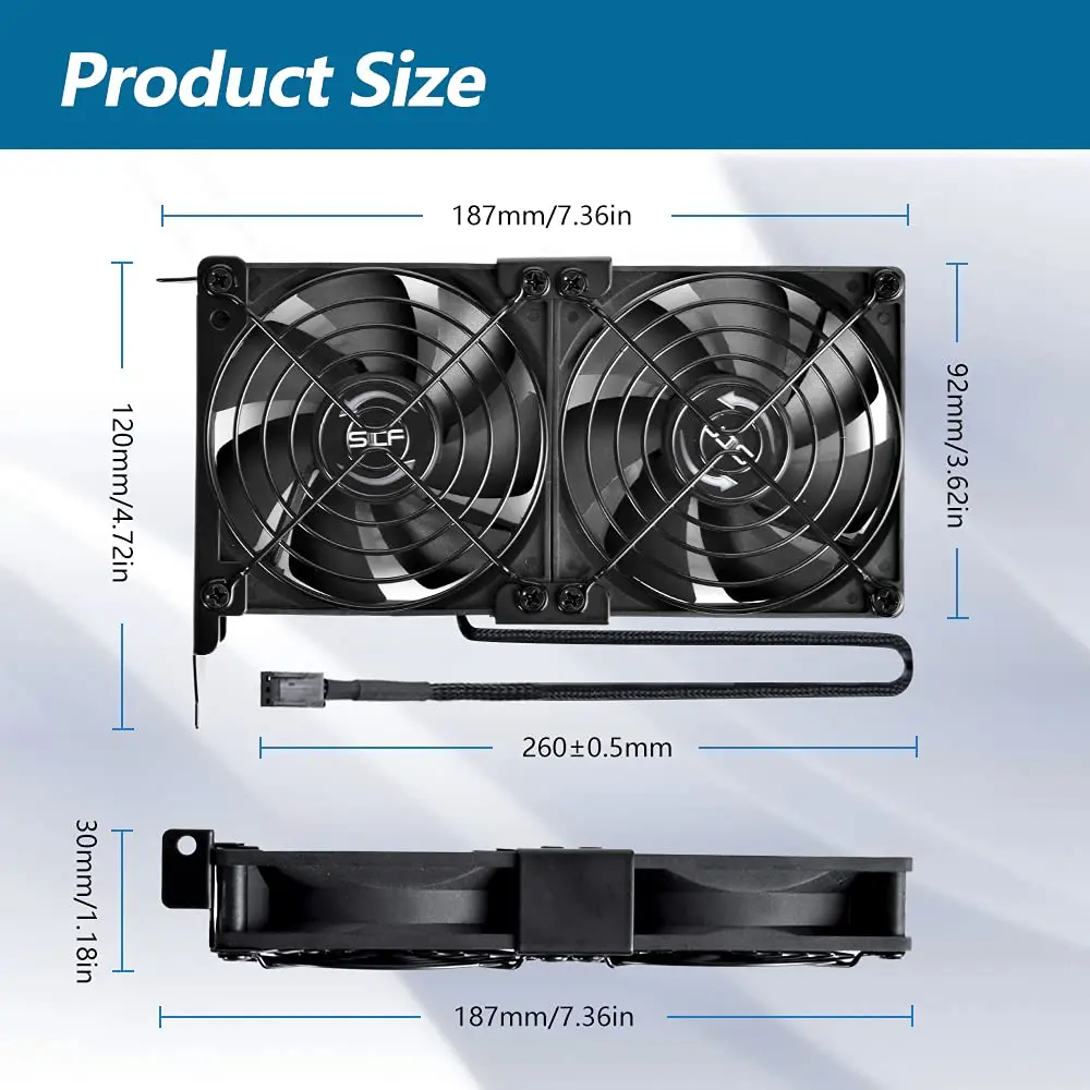 SCCCF Dual 92mm Graphic Card Fans | PCI Slot GPU Cooler, 65,000H Ball Bearing, Multi-Voltage, Universal Fit - view 5