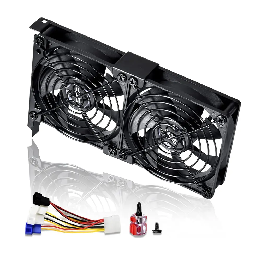 SCCCF Dual 92mm Graphic Card Fans | PCI Slot GPU Cooler, 65,000H Ball Bearing, Multi-Voltage, Universal Fit - main product image