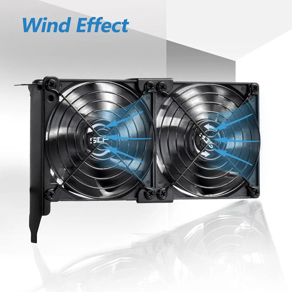 SCCCF Dual 92mm Graphic Card Fans | PCI Slot GPU Cooler, 65,000H Ball Bearing, Multi-Voltage, Universal Fit - view 3