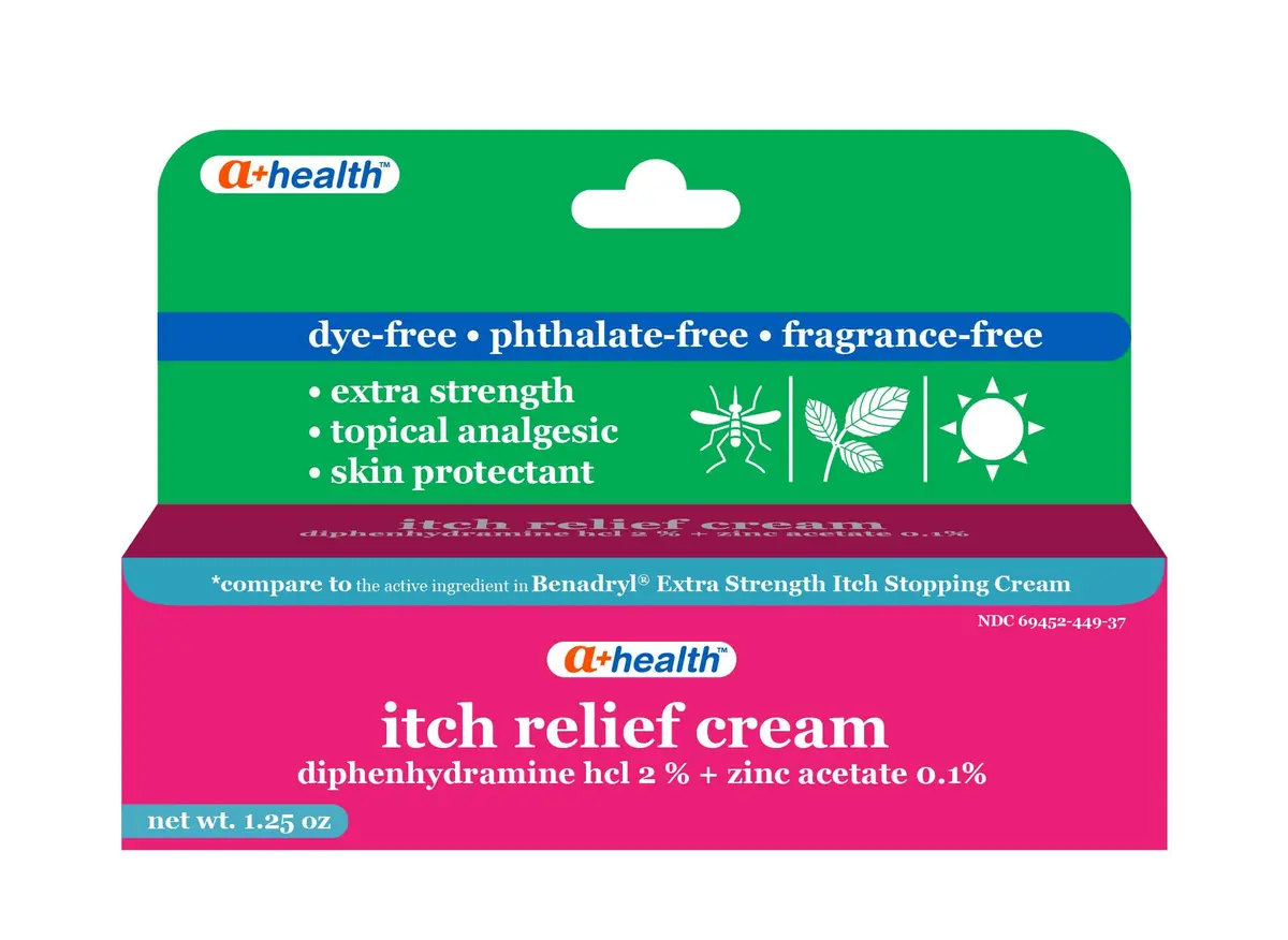 A+Health Itch Relief Cream Extra Strength Diphenhydramine HCl 1.25 Oz | Fast Relief for Itching & Skin Irritations - main product image