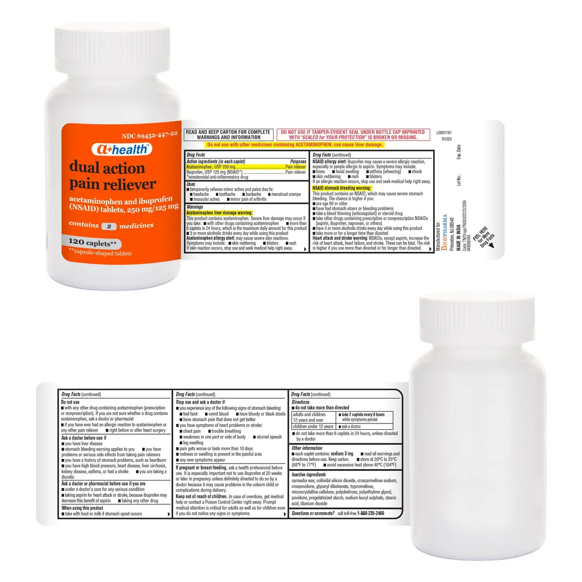 A+Health Dual Action Pain Relief Caplets 120 ct | Dye-Free, Fast-Acting, 8-Hour Relief - view 6