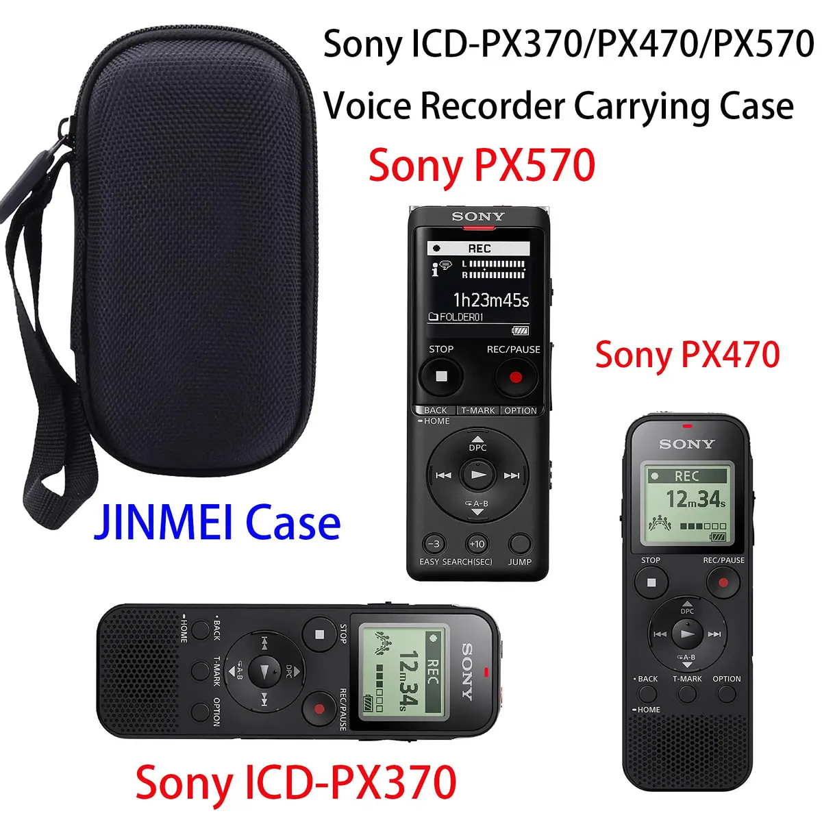 JINMEI Hard EVA Dedicated Case for Sony ICD-PX370/PX470/PX570 Mono Voice Recorder 32GB | Shockproof & Water-Resistant - view 7