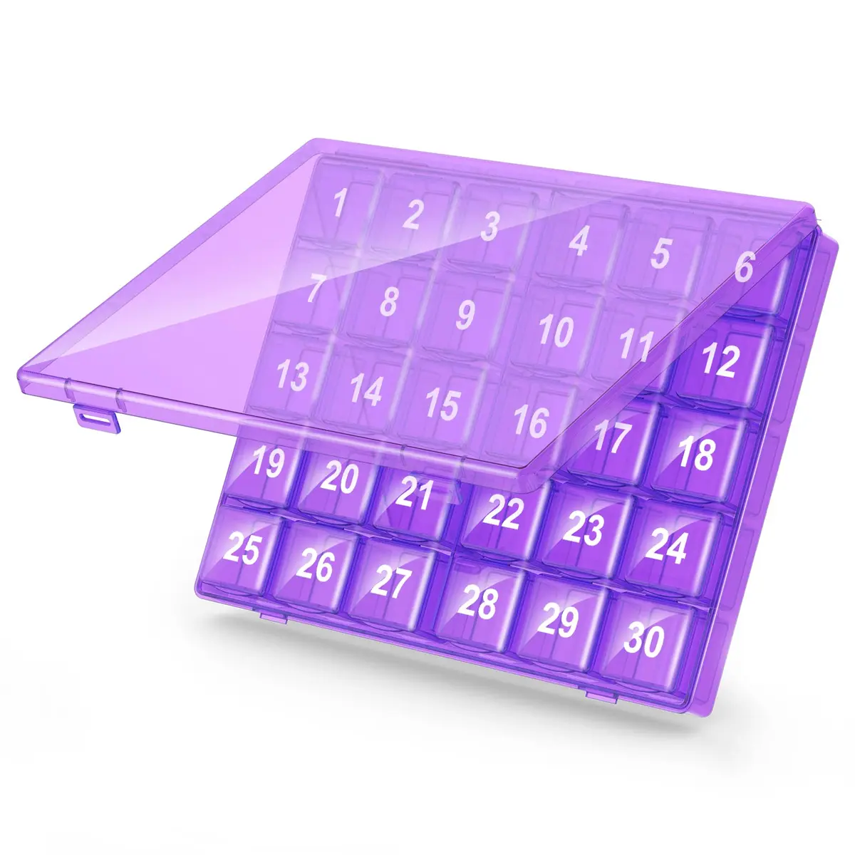 DOHIMGIO 30-Day Monthly Pill Organizer Box, Purple | Easy Open Large Compartments Portable Case for Travel - main product image