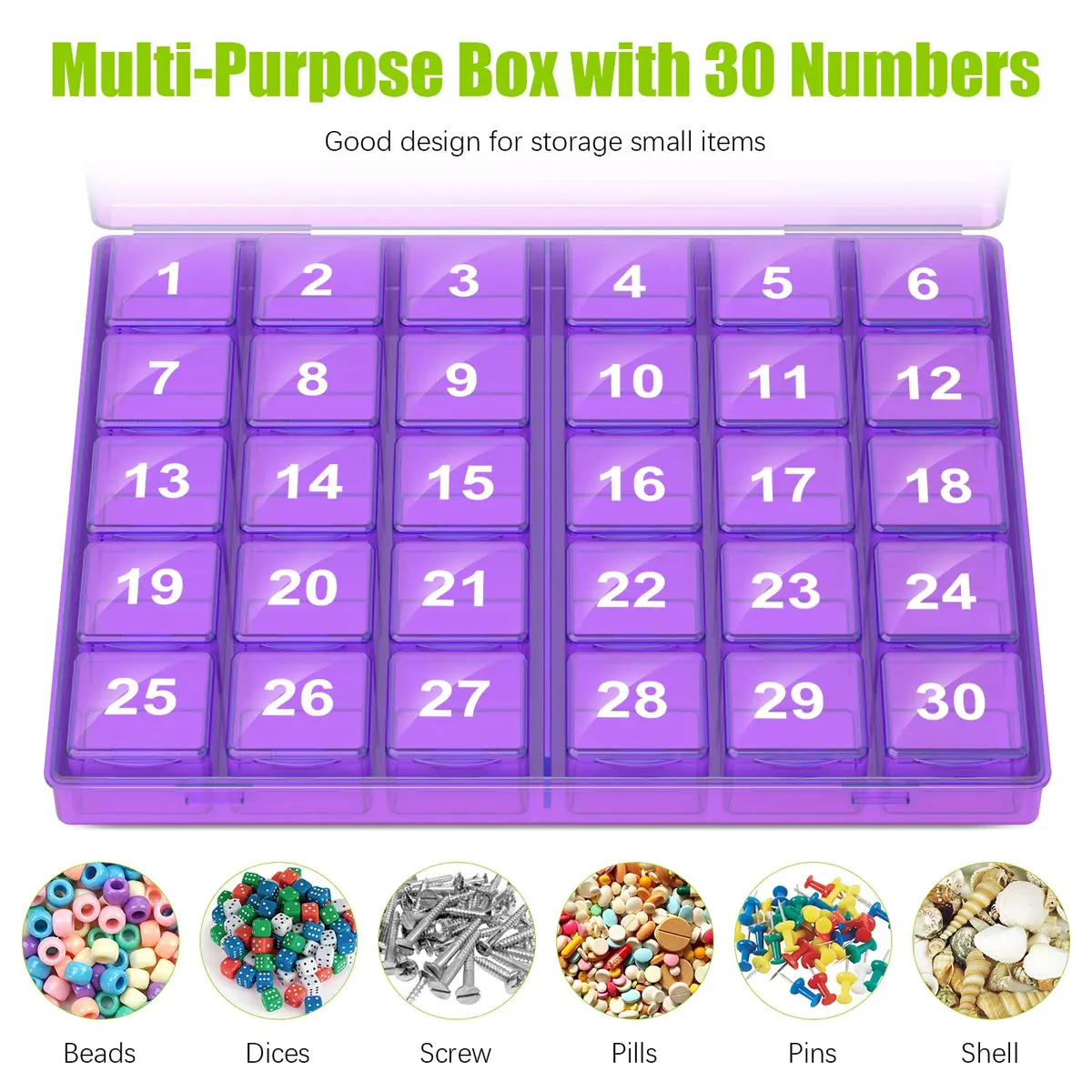 DOHIMGIO 30-Day Monthly Pill Organizer Box, Purple | Easy Open Large Compartments Portable Case for Travel - view 5