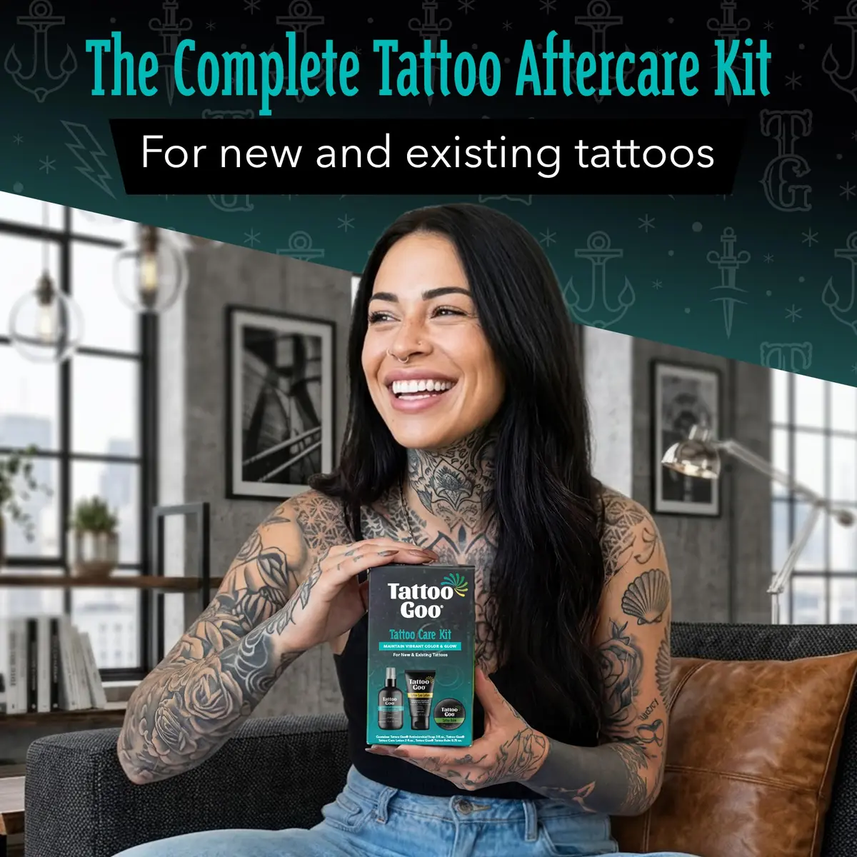 Tattoo Goo Tattoo Aftercare Kit, 3 Piece Set, Includes Antimicrobial Soap, Tattoo Balm & Healing Lotion, Complete Kit for Fresh Ink, Vibrant Colors & Glow - view 2