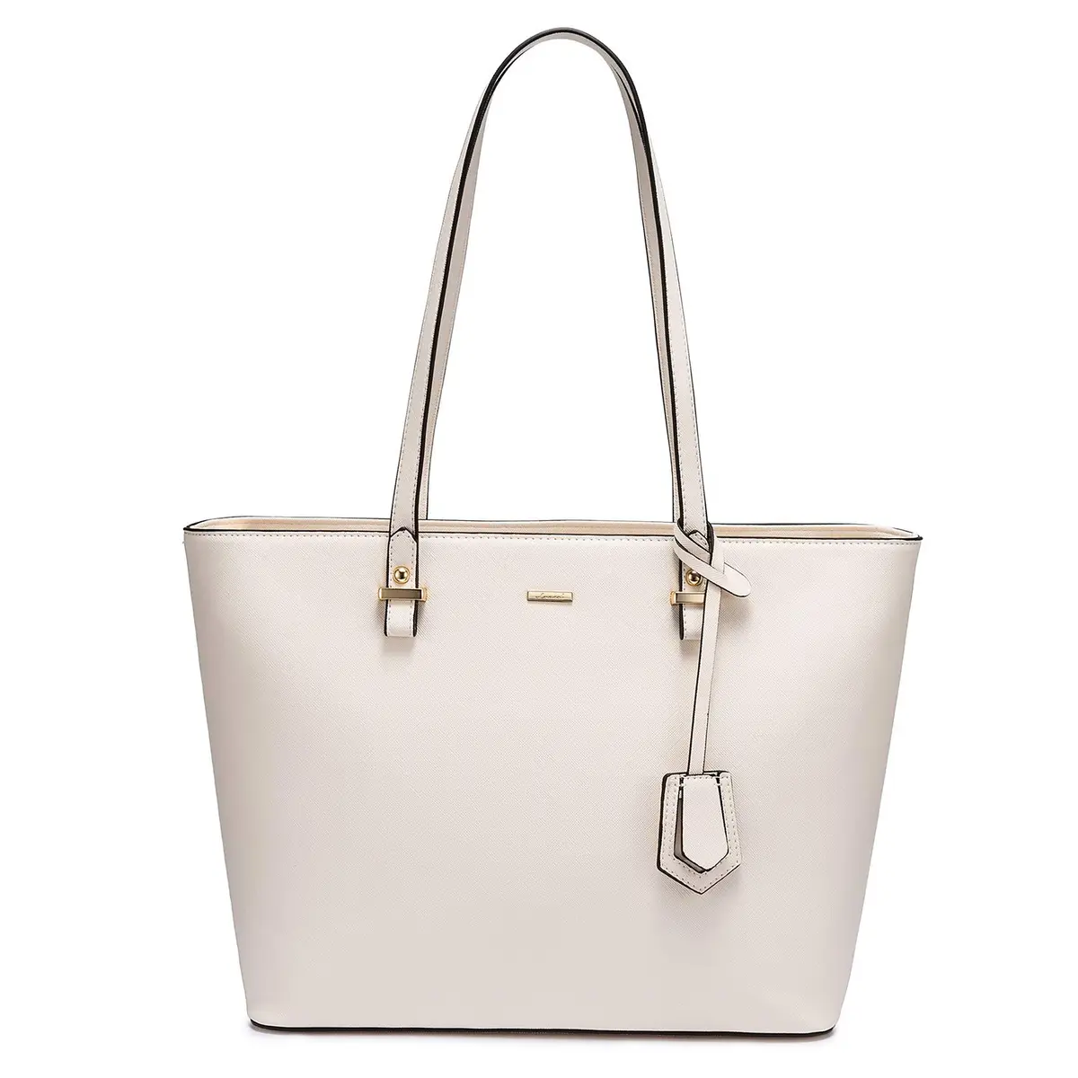 LOVEVOOK Women's Tote Bag Beige | Structured Vegan Leather, Large Capacity, Classic Style - main product image