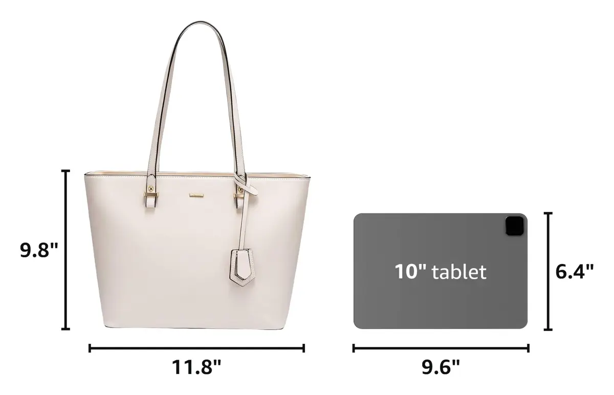 LOVEVOOK Women's Tote Bag Beige | Structured Vegan Leather, Large Capacity, Classic Style - view 3