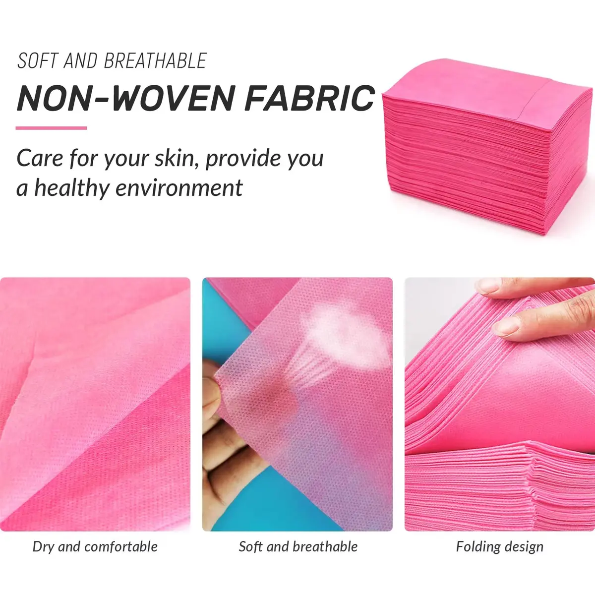 Tvvcalk Disposable Massage Table Sheets 71" x 31" Pink | Breathable Non-Woven Fabric for Spa & Salon - view 5