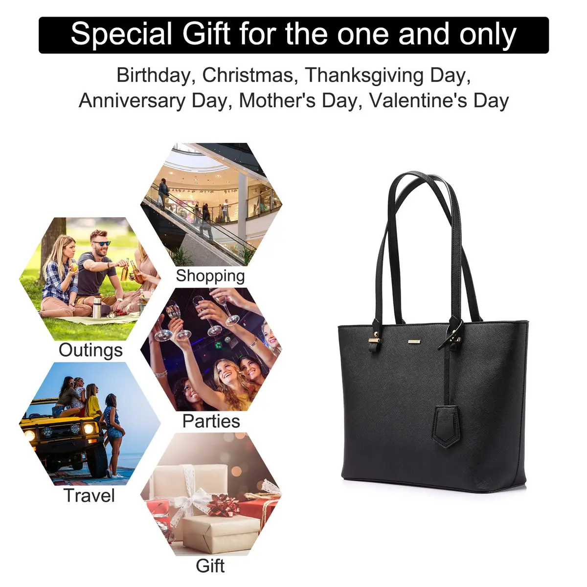 LOVEVOOK Women's Tote Bag with Top Handle | Anti-Scratch Faux Leather, Large Capacity, Classic Style - view 7