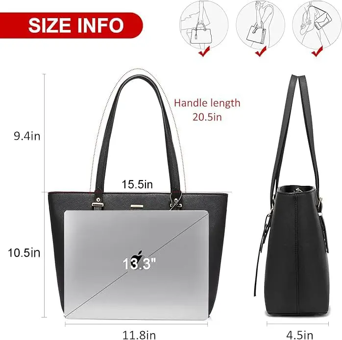 LOVEVOOK Women's Tote Bag with Top Handle | Anti-Scratch Faux Leather, Large Capacity, Classic Style - view 9