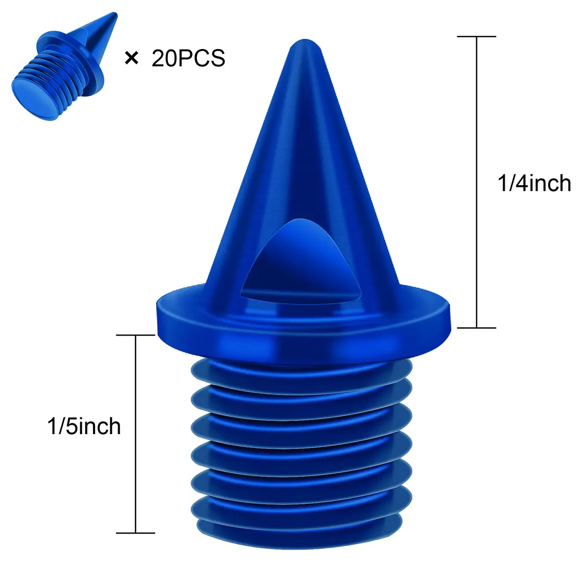 AUGSUN 20pcs 1/4inch Steel Cross Country Spikes with Spike Wrench | Replacement Spikes for Sprint Shoes - view 2
